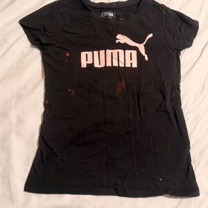 Puma Black and Pink Kids Short Sleeve Tee